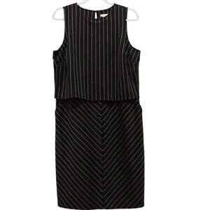 NWT J Jill Dress Medium Ponte Knit Pencil Striped Sleeveless Stretch Pockets